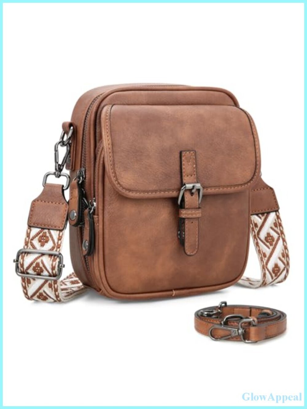 Leather Crossbody Bag Anti Theft RFID Messenger Purse Adjustable Strap